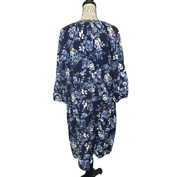 Cottagecore Prairiecore Woman Within Womens Floral Midi Dress Size 22W Blue Boho - Picture 4 of 6